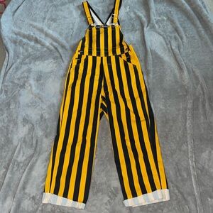 Game Bibs gold and black overalls